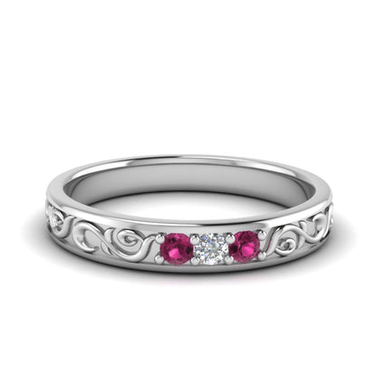 Classic Mens 3 Stone Wedding Band Fascinating Diamonds