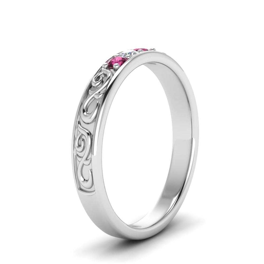 Classic Mens 3 Stone Wedding Band Fascinating Diamonds