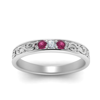Classic Mens 3 Stone Wedding Band Fascinating Diamonds