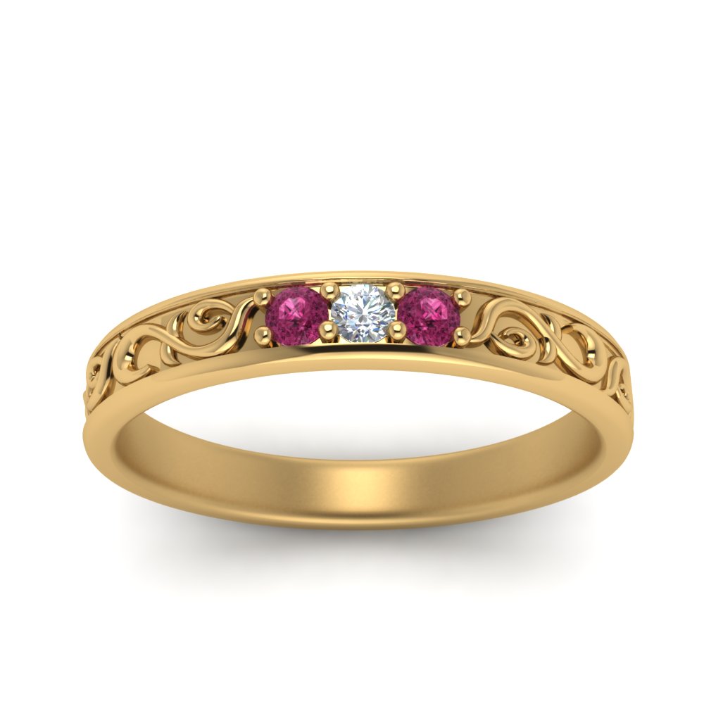 Classic Mens 3 Stone Wedding Band Fascinating Diamonds
