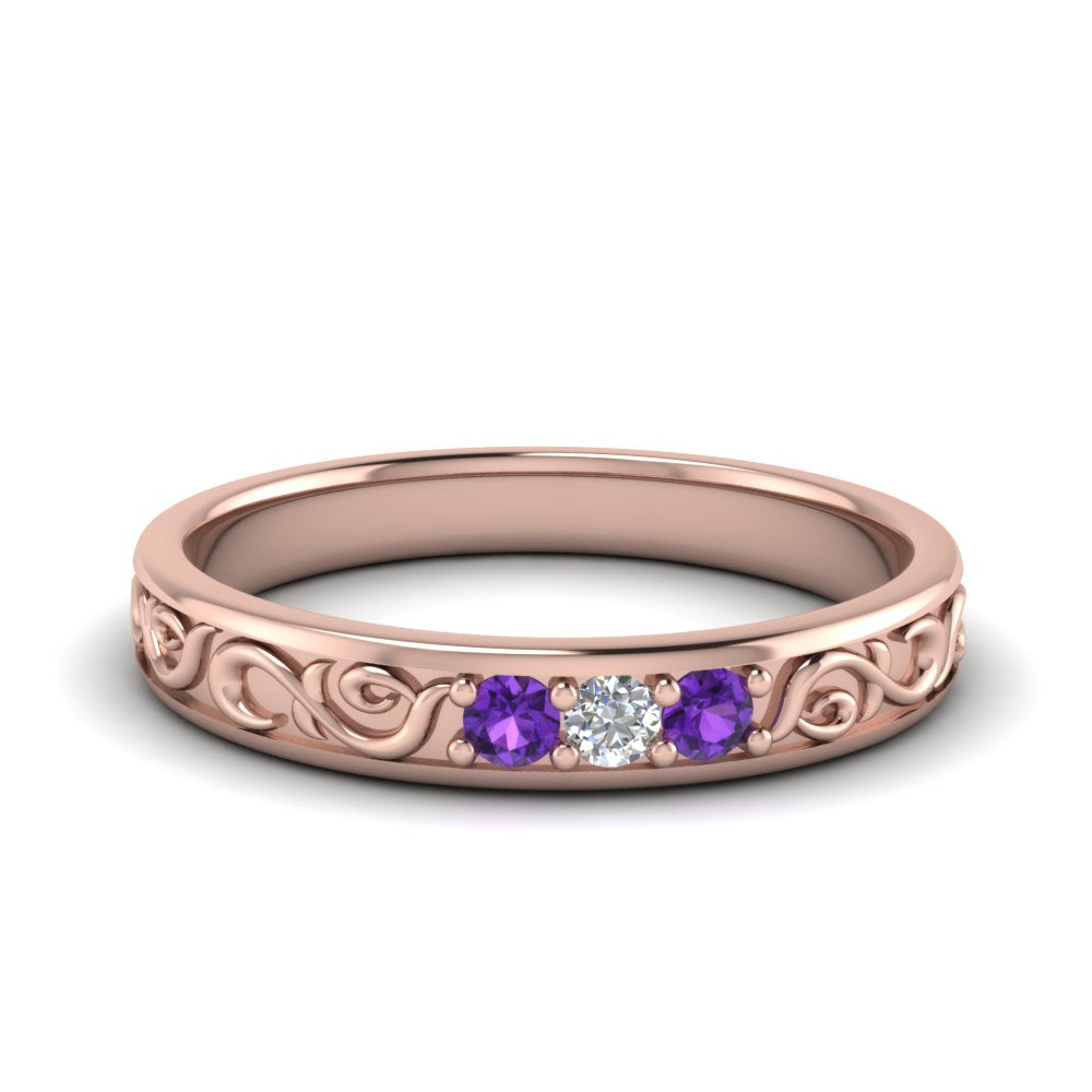 Classic Mens 3 Stone Wedding Band Fascinating Diamonds