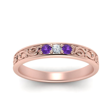Classic Mens 3 Stone Wedding Band Fascinating Diamonds
