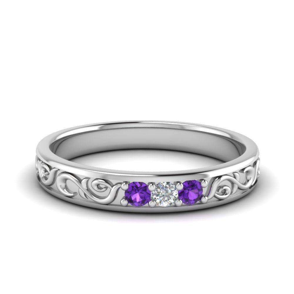 Classic Mens 3 Stone Wedding Band Fascinating Diamonds
