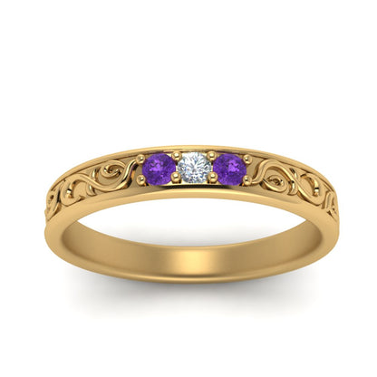 Classic Mens 3 Stone Wedding Band Fascinating Diamonds