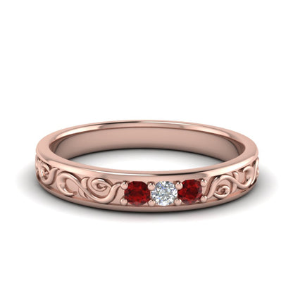 Classic Mens 3 Stone Wedding Band Fascinating Diamonds