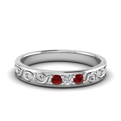 Classic Mens 3 Stone Wedding Band Fascinating Diamonds