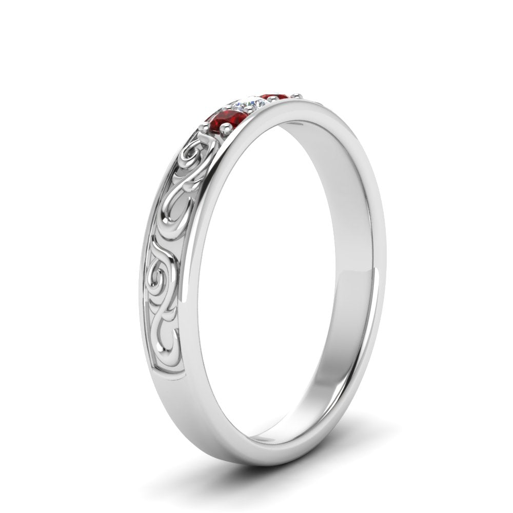Classic Mens 3 Stone Wedding Band Fascinating Diamonds