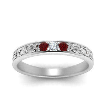 Classic Mens 3 Stone Wedding Band Fascinating Diamonds