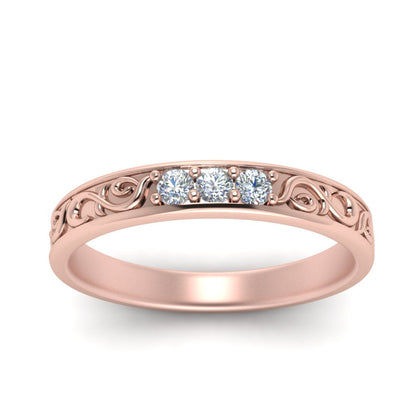 Classic Mens 3 Stone Wedding Band Fascinating Diamonds
