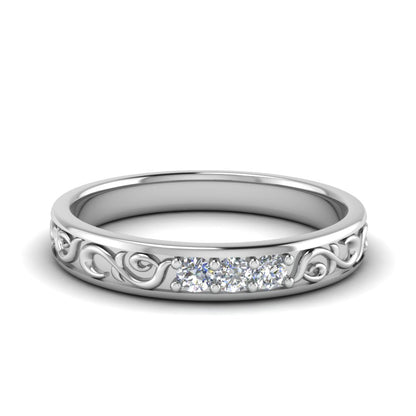 Classic Mens 3 Stone Wedding Band Fascinating Diamonds