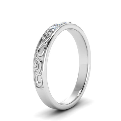 Classic Mens 3 Stone Wedding Band Fascinating Diamonds