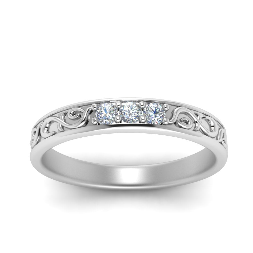 Classic Mens 3 Stone Wedding Band Fascinating Diamonds