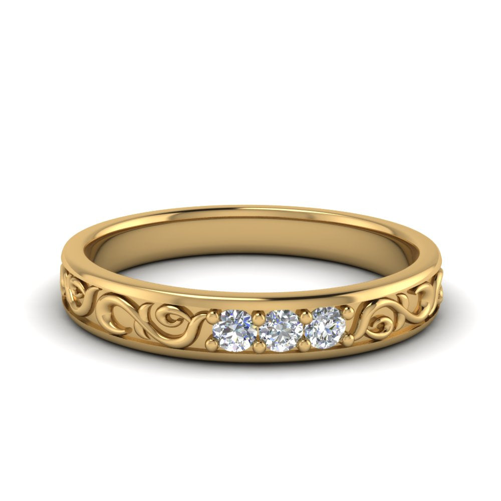 Classic Mens 3 Stone Wedding Band Fascinating Diamonds