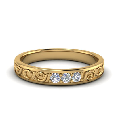 Classic Mens 3 Stone Wedding Band Fascinating Diamonds