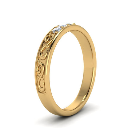 Classic Mens 3 Stone Wedding Band Fascinating Diamonds