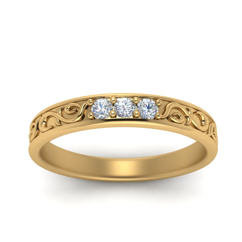 Classic Mens 3 Stone Wedding Band Fascinating Diamonds