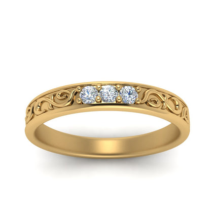 Classic Mens 3 Stone Wedding Band Fascinating Diamonds
