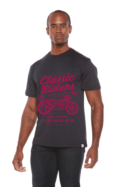 Classic Riders Men's Bamboo Viscose/Organic Cotton Short Sleeve Graphic T-Shirt