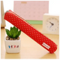 Classic Simple Candy Color Slim Canvas Pencil Pouch Pencil Bag For School Office Dot Printed Students Pencil Case Stevvex