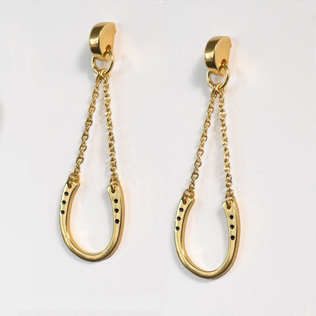 Classique - Horseshoe Chain Earring in 14K Gold on Sterling Silver Urban-Equestrian