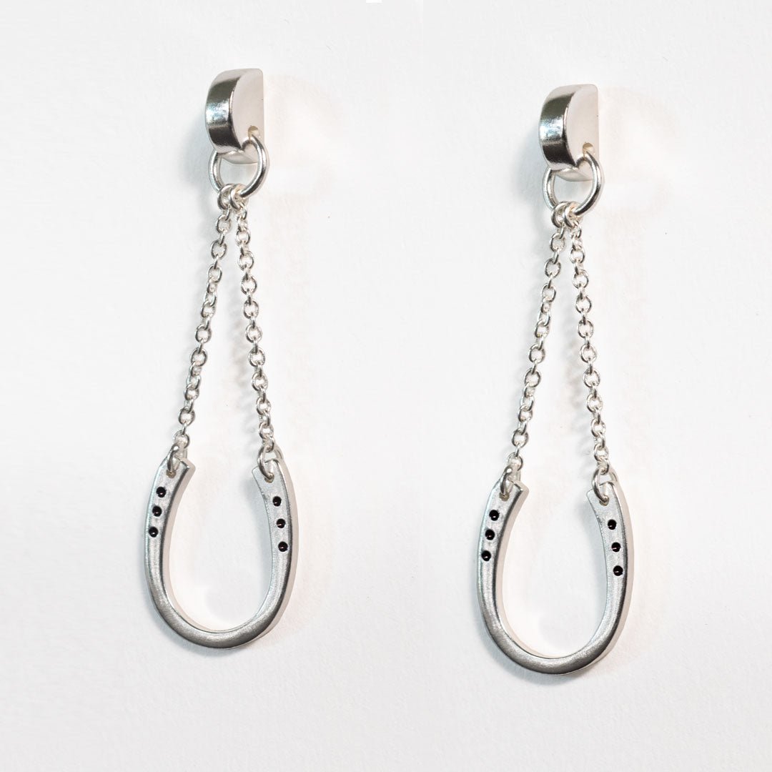 Classique - Horseshoe Chain Earring Sterling Silver Horseshoe Earring Urban-Equestrian