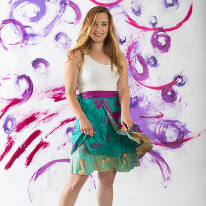 Knee-Length: "Mini" Sari Wrap Skirts