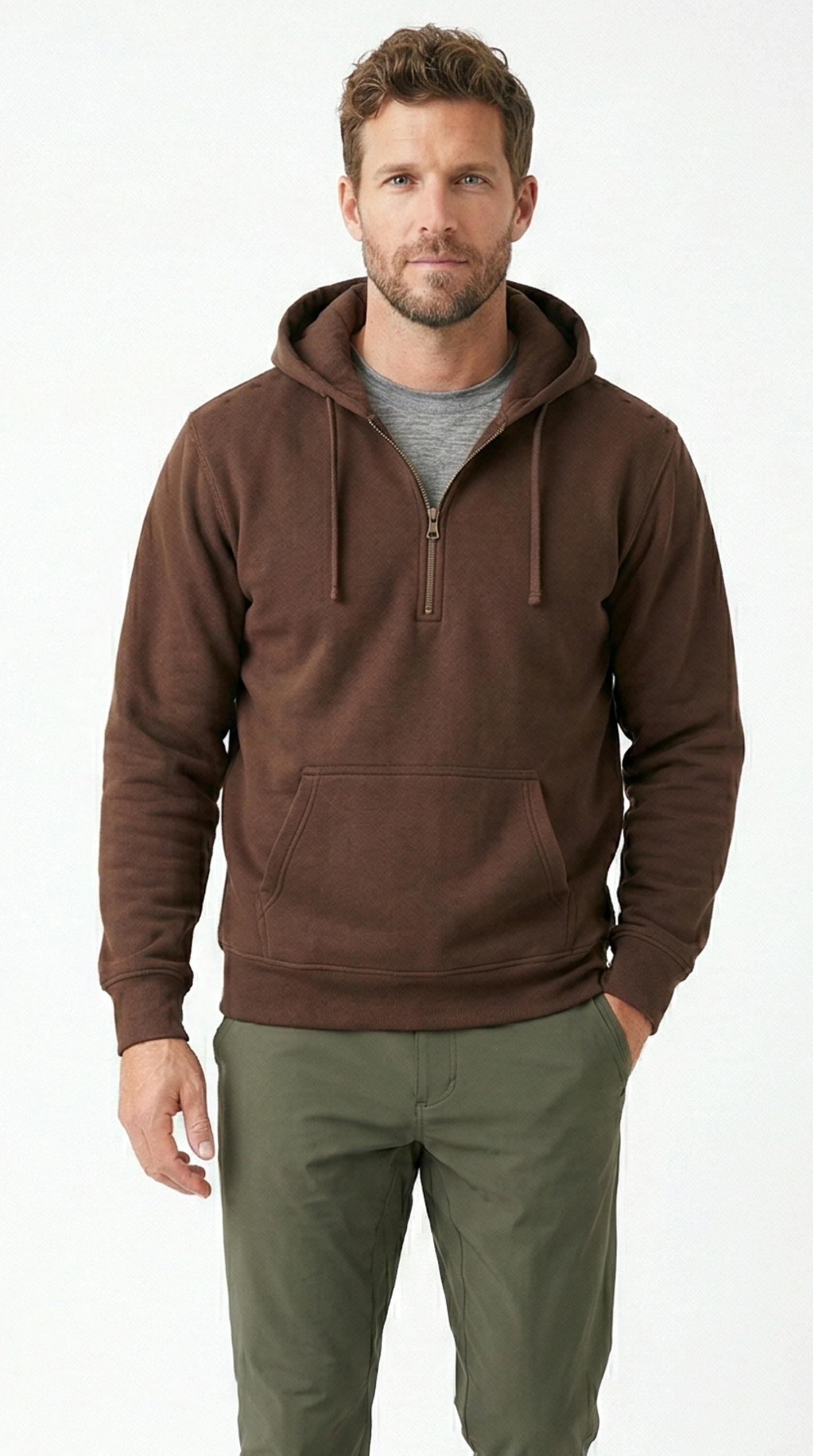 Unisex The Summit Oversized Half-Zip Hoodie | Cocoa Tinyloverclothing