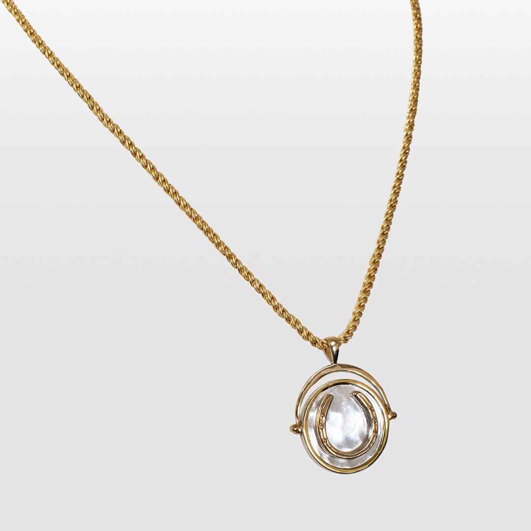 Cody - Two Tone Crown Coin Horseshoe Necklace Urban-Equestrian