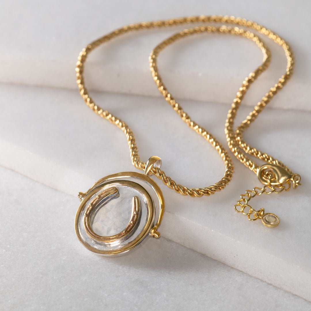 Cody - Two Tone Crown Coin Horseshoe Necklace Urban-Equestrian