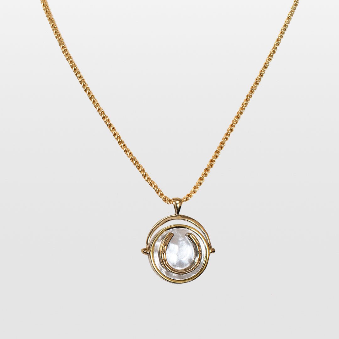 Cody - Two Tone Crown Coin Horseshoe Necklace Urban-Equestrian