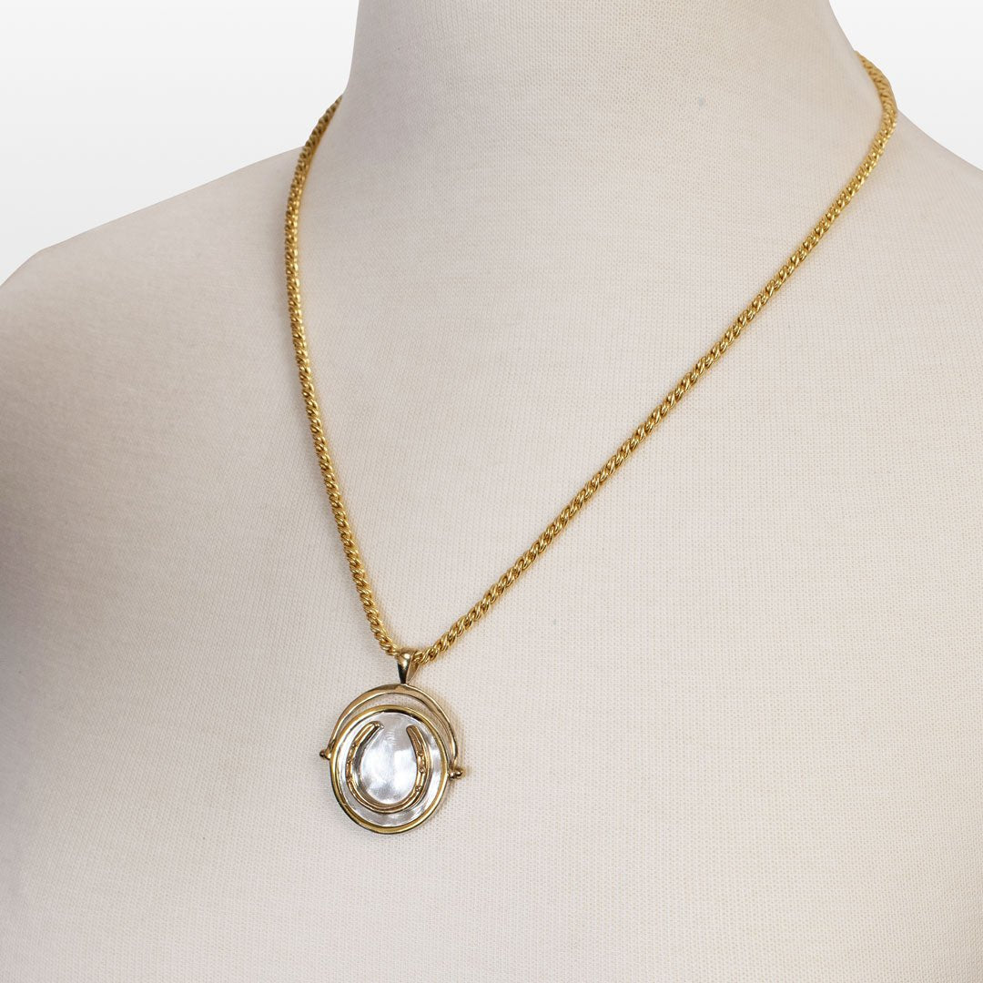 Cody - Two Tone Crown Coin Horseshoe Necklace Urban-Equestrian
