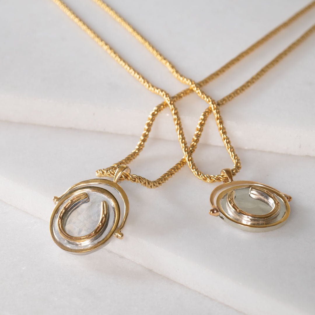 Cody - Two Tone Crown Coin Horseshoe Necklace Urban-Equestrian
