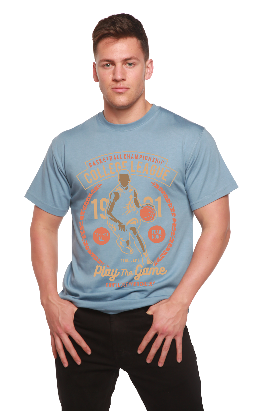 College League Men's Bamboo Viscose/Organic Cotton Short Sleeve Graphic T-Shirt Spun Bamboo