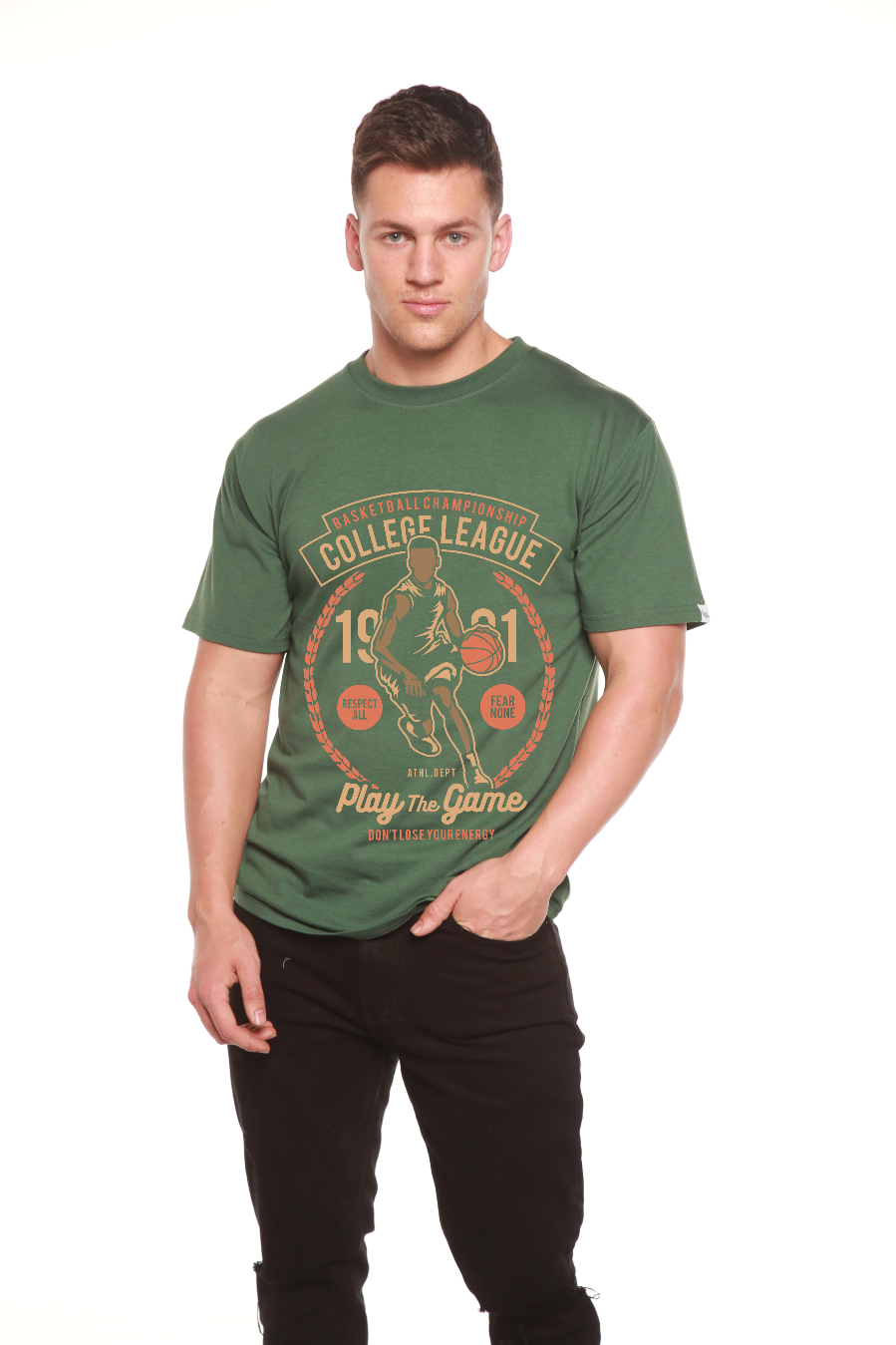 College League Men's Bamboo Viscose/Organic Cotton Short Sleeve Graphic T-Shirt Spun Bamboo