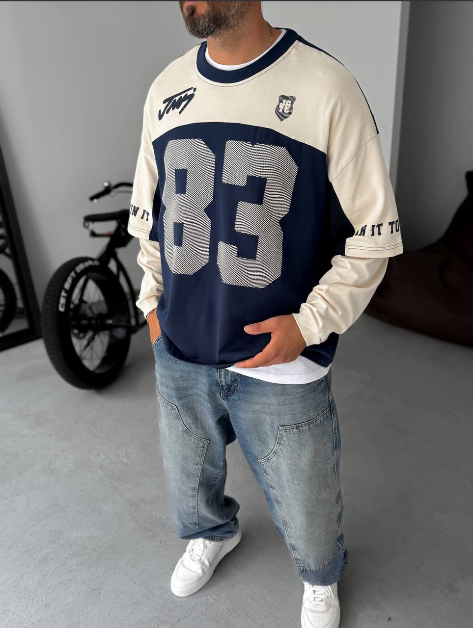 Unisex Two-Tone Collegiate Graphic Sweatshirt Withinblack