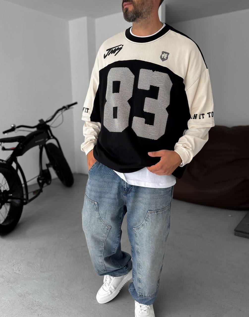 Unisex Two-Tone Collegiate Graphic Sweatshirt Withinblack