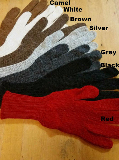 Colorful 100% Alpaca Full Fingered Knit Alpaca Gloves Purely Alpaca