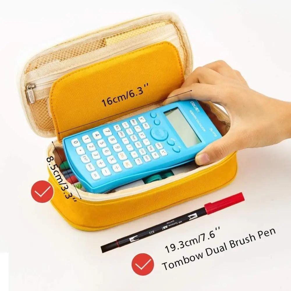 Colorful Pencil Organizer Pouch Pen Holder School Supplies Portable Travel Simple Storage Box Easy Grip Handle Stevvex