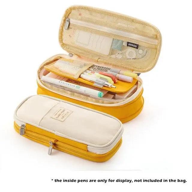 Colorful Pencil Organizer Pouch Pen Holder School Supplies Portable Travel Simple Storage Box Easy Grip Handle Stevvex