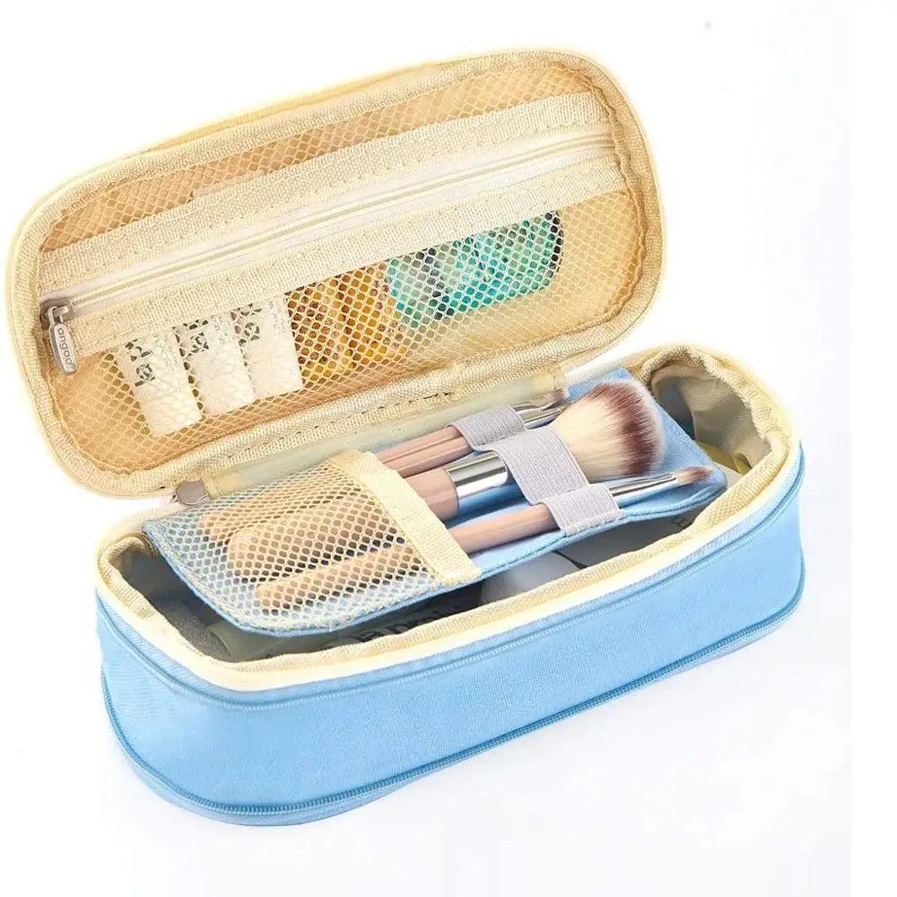 Colorful Pencil Organizer Pouch Pen Holder School Supplies Portable Travel Simple Storage Box Easy Grip Handle Stevvex