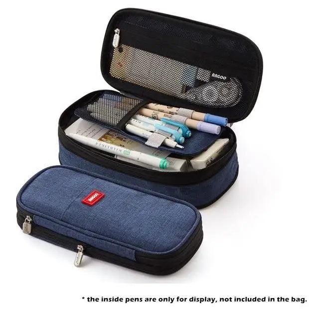 Colorful Pencil Organizer Pouch Pen Holder School Supplies Portable Travel Simple Storage Box Easy Grip Handle Stevvex