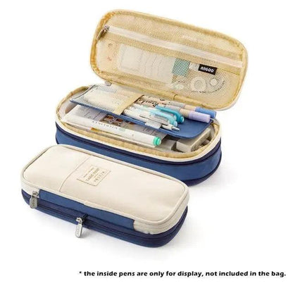 Colorful Pencil Organizer Pouch Pen Holder School Supplies Portable Travel Simple Storage Box Easy Grip Handle Stevvex
