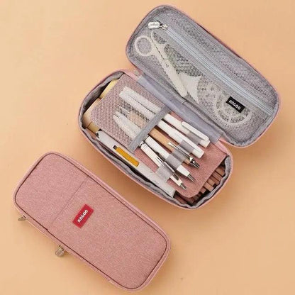 Colorful Pencil Organizer Pouch Pen Holder School Supplies Portable Travel Simple Storage Box Easy Grip Handle Stevvex