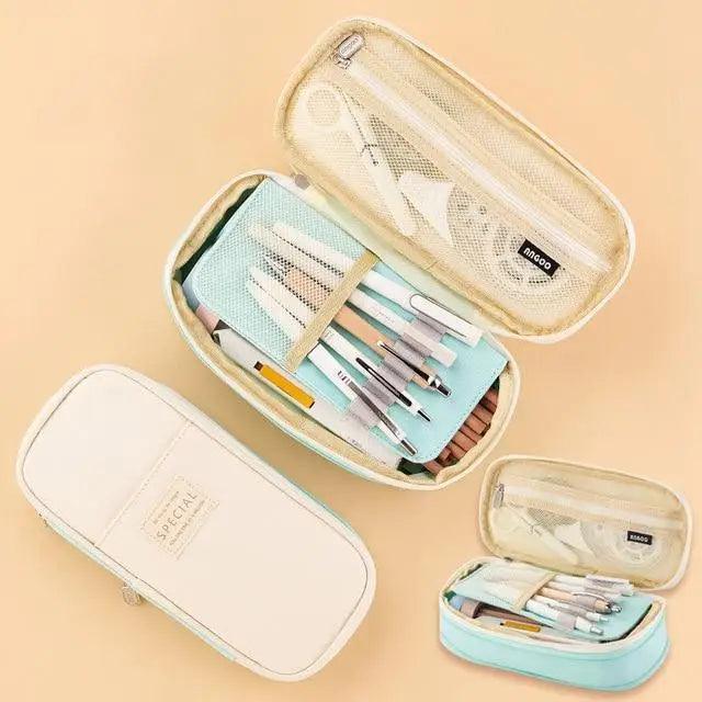 Colorful Pencil Organizer Pouch Pen Holder School Supplies Portable Travel Simple Storage Box Easy Grip Handle Stevvex