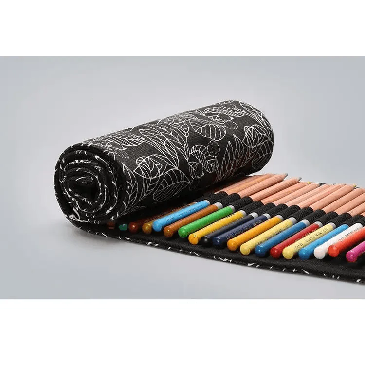 Colorful Roll Up Pencil Case Canvas Flowers Style Colored Pencils Wrap Multi-Purpose Pen Holder Cute Case Stevvex