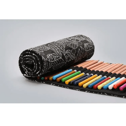 Colorful Roll Up Pencil Case Canvas Flowers Style Colored Pencils Wrap Multi-Purpose Pen Holder Cute Case Stevvex
