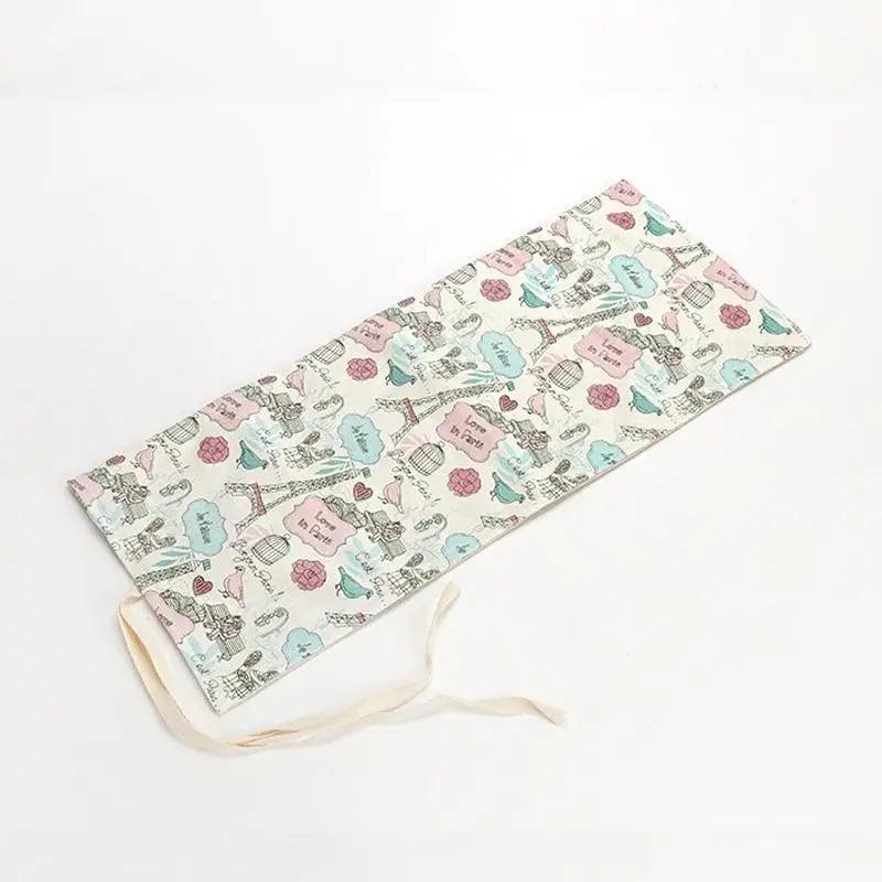 Colorful Roll Up Pencil Case Canvas Flowers Style Colored Pencils Wrap Multi-Purpose Pen Holder Cute Case Stevvex