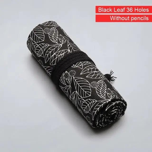 Colorful Roll Up Pencil Case Canvas Flowers Style Colored Pencils Wrap Multi-Purpose Pen Holder Cute Case Stevvex