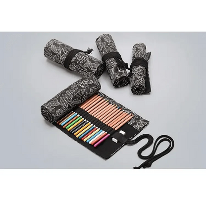 Colorful Roll Up Pencil Case Canvas Flowers Style Colored Pencils Wrap Multi-Purpose Pen Holder Cute Case Stevvex