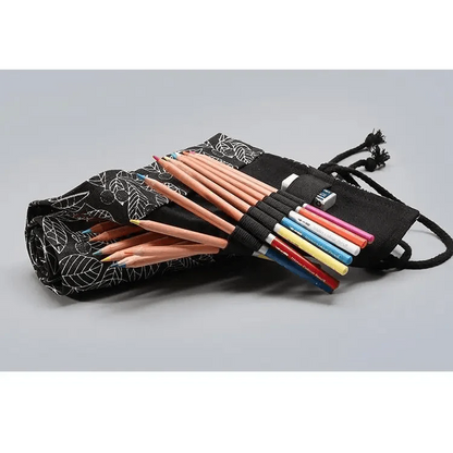 Colorful Roll Up Pencil Case Canvas Flowers Style Colored Pencils Wrap Multi-Purpose Pen Holder Cute Case Stevvex